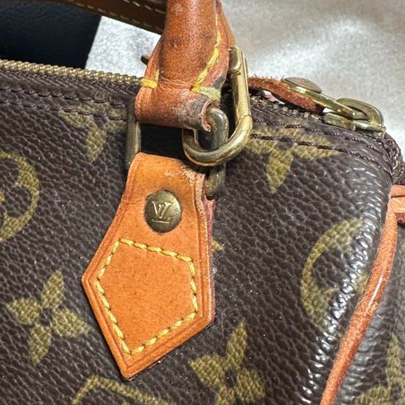 Authentic Louis Vuitton Mini Speedy with Strap Crossbody Monogram Brown - Picture 9 of 9